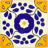tile-public-policy-advocacy amarillo con azul en el interior patrón de azulejos de flores